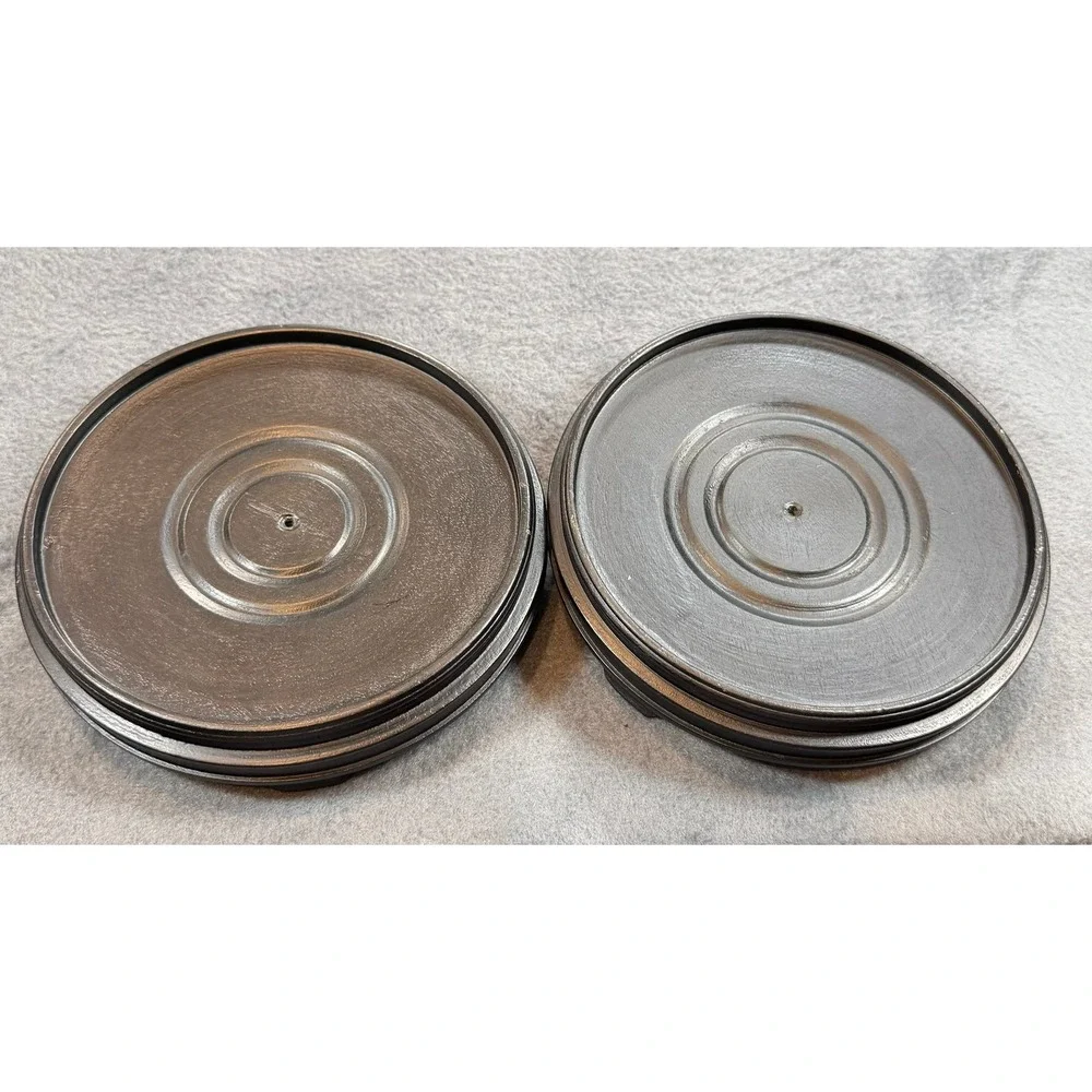 Set of 2 Round Wood Display Stands Dark Brown Risers for Vases and Statues